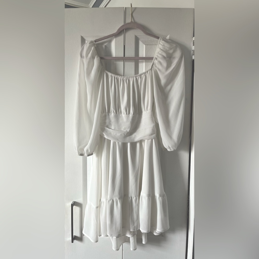 White Flowy Tie-back Dress